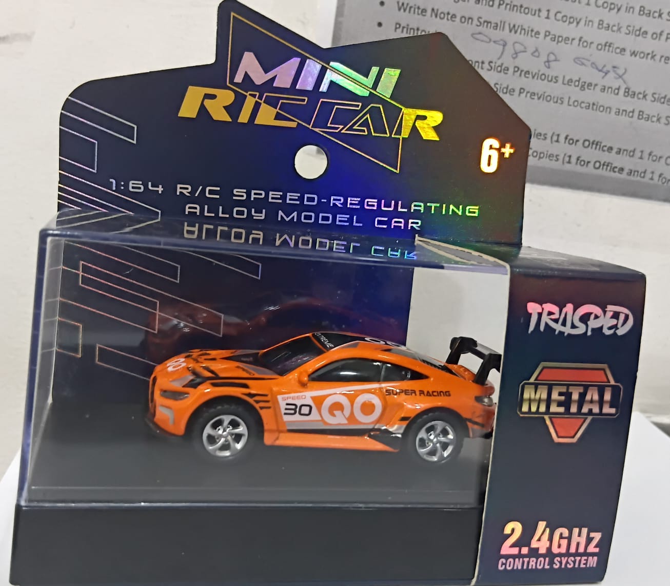 MINI RC CAR SMALL POCKET (SUPER RACING QO 30) 1:64 SCALE MODEL HG4-107