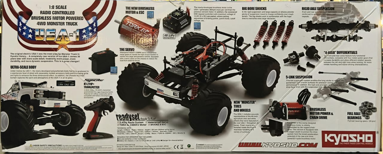 KYOSHO 1/8 USA-1 VE 4S 4X4 BRUSHLESS ELECTRIC MONSTER TRUCK RTR 34257D