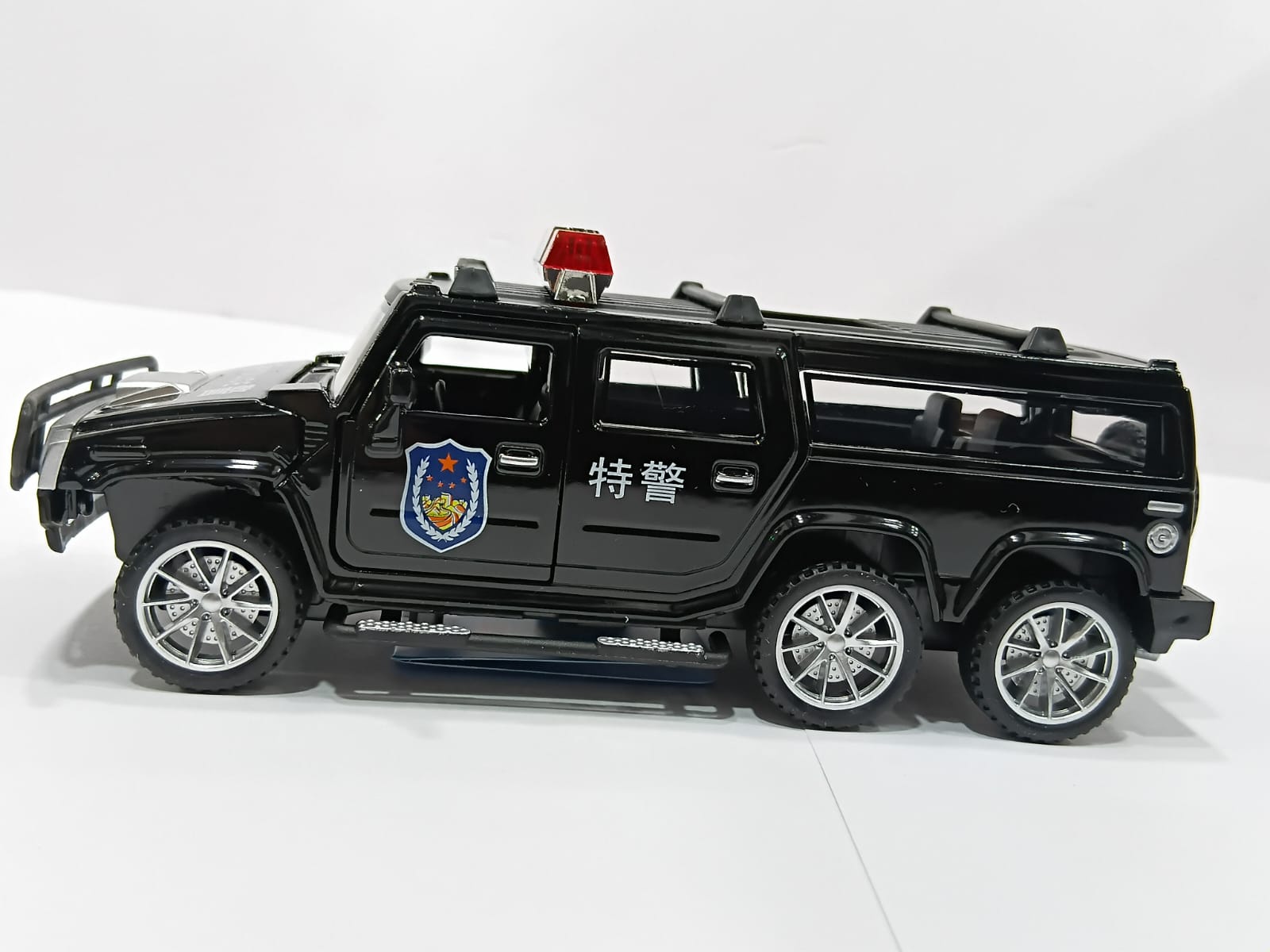 HUMMER POLICE SUV 6653 1/32 PULL BACK LIGHT FUNCTION DIECAST MODEL BLACK COLOR