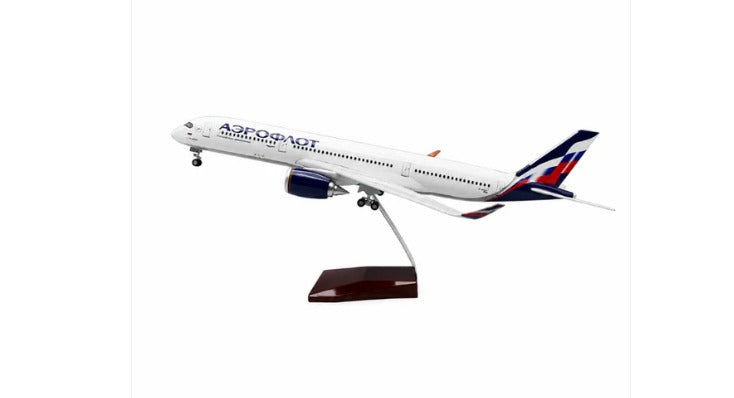 AIRPLANE DIECAST AEROFLOT F-WZGT383 RUSSIAN AIRLINES AIRBUS A350-900 WITH LED LIGHT DISPLAY 47CM