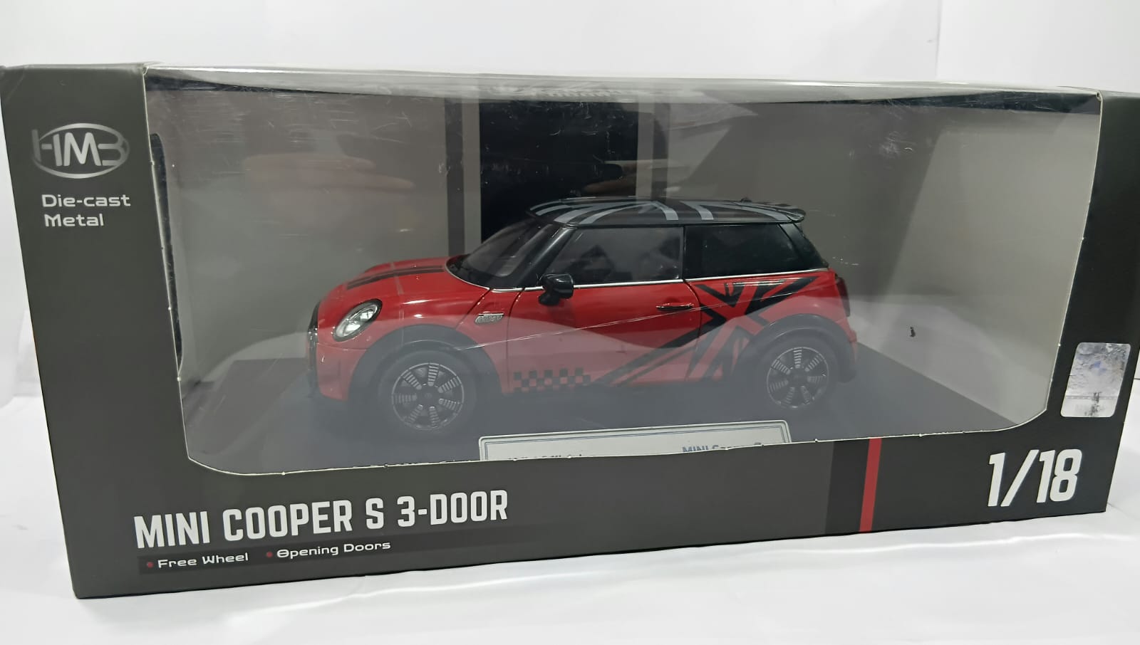 MINI COOPER S H1272 3-DOOR 1:18 OPENING DOORS DIE-CAST MODEL RED