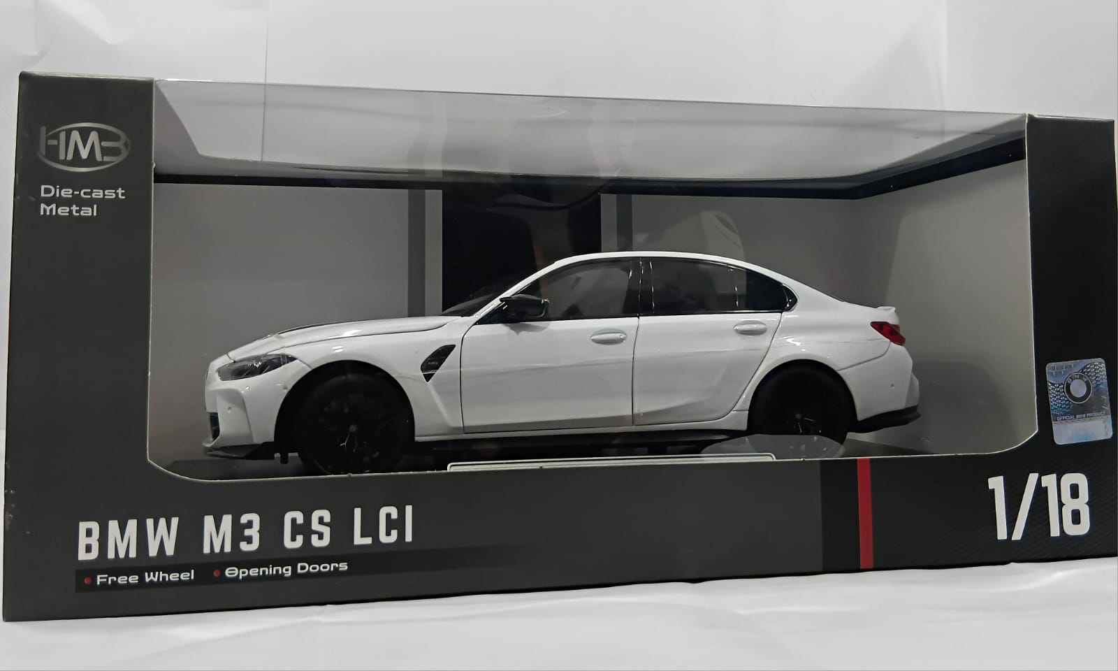 BMW M3 CS LCI H1292 1:18 OPENING DOORS DIE-CAST MODEL WHITE