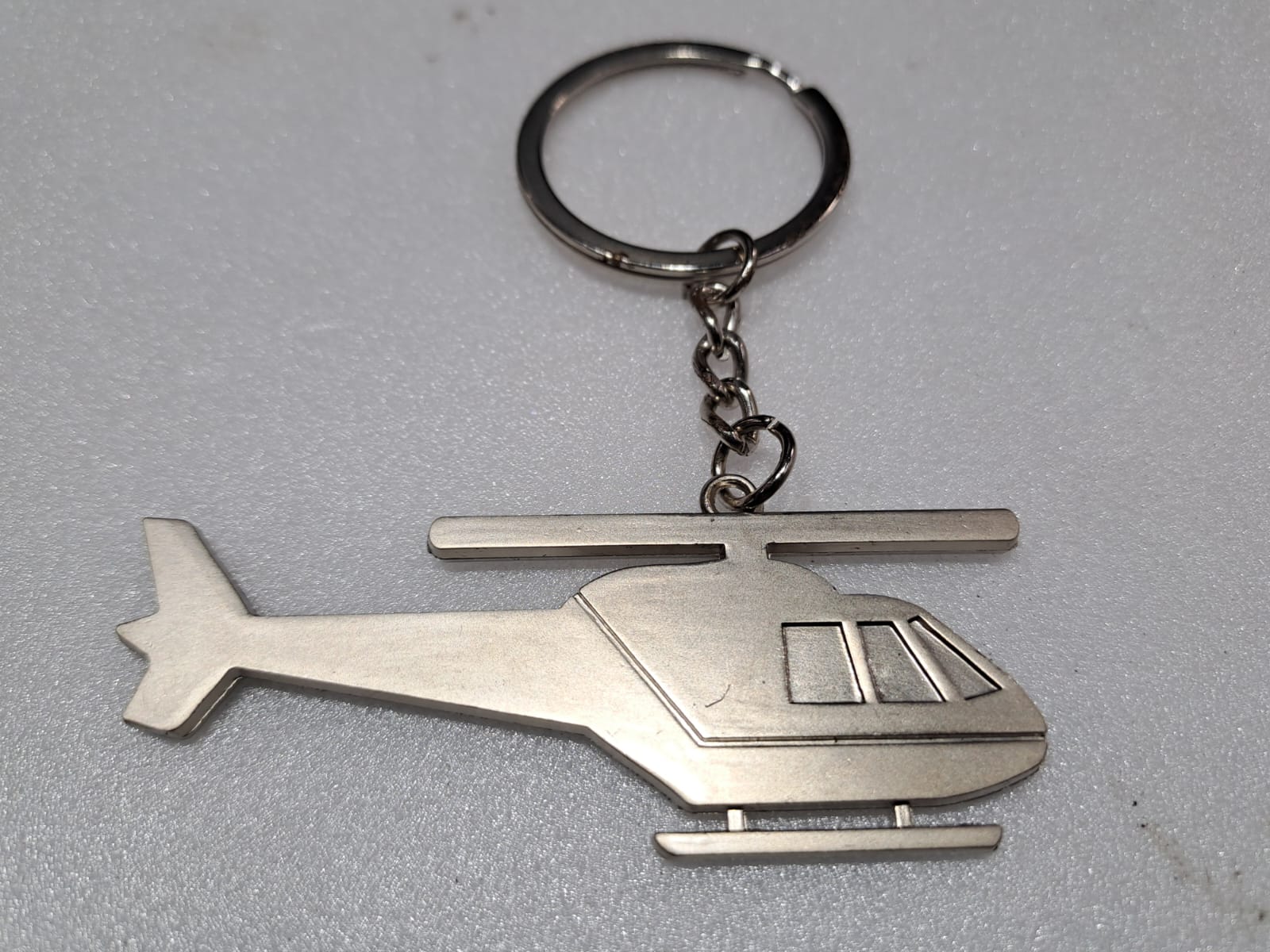 HELICOPTER SILVER METAL KEY CHAIN