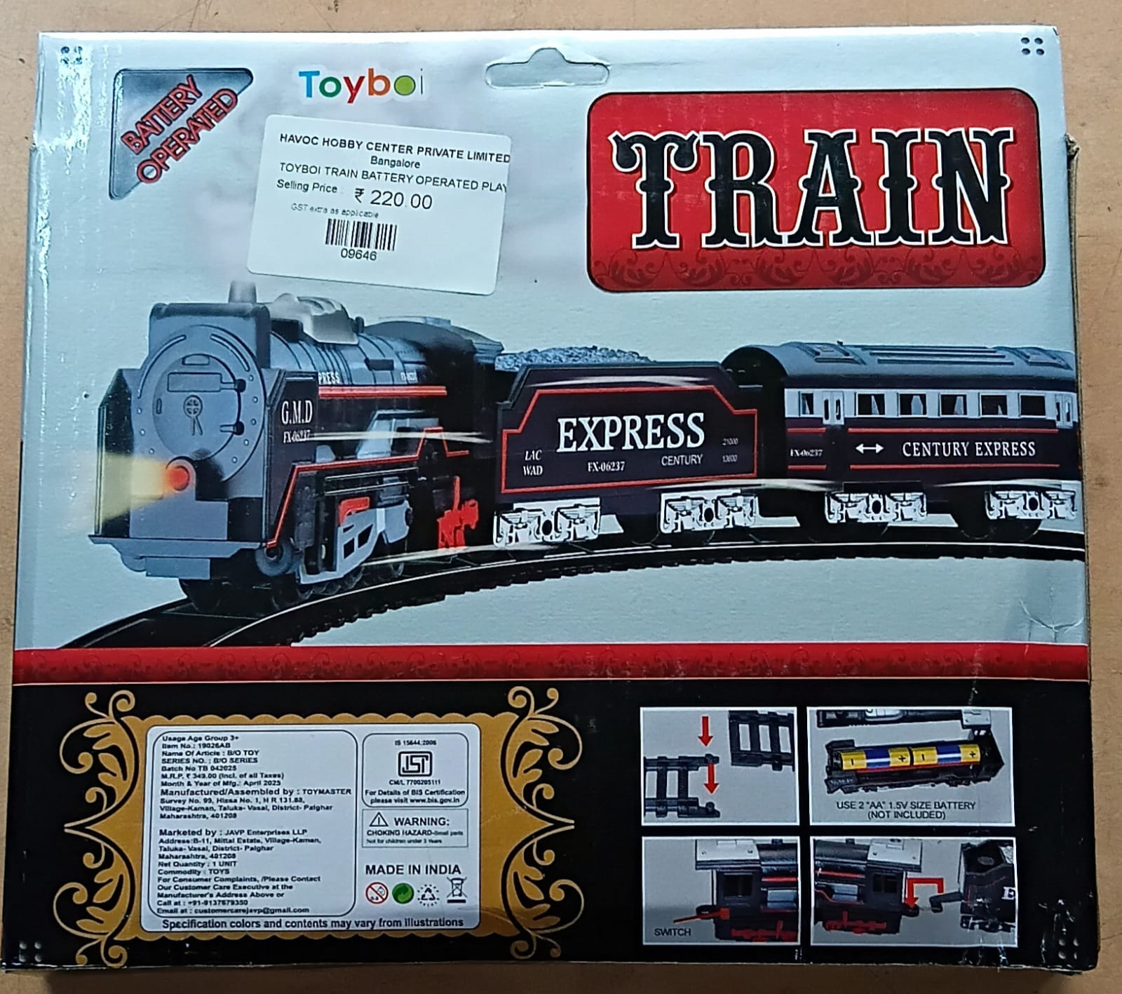 TOYBOI TRAIN BATTERY OPERATED PLAY SET 19026AB BLACK