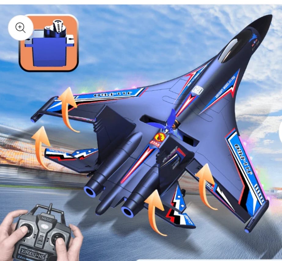 RC AIRPLANE J11-PRO STUNT JET RTF 6 CH BRUSHLESS MOTOR WITH GYRO STABILIZER BLUE