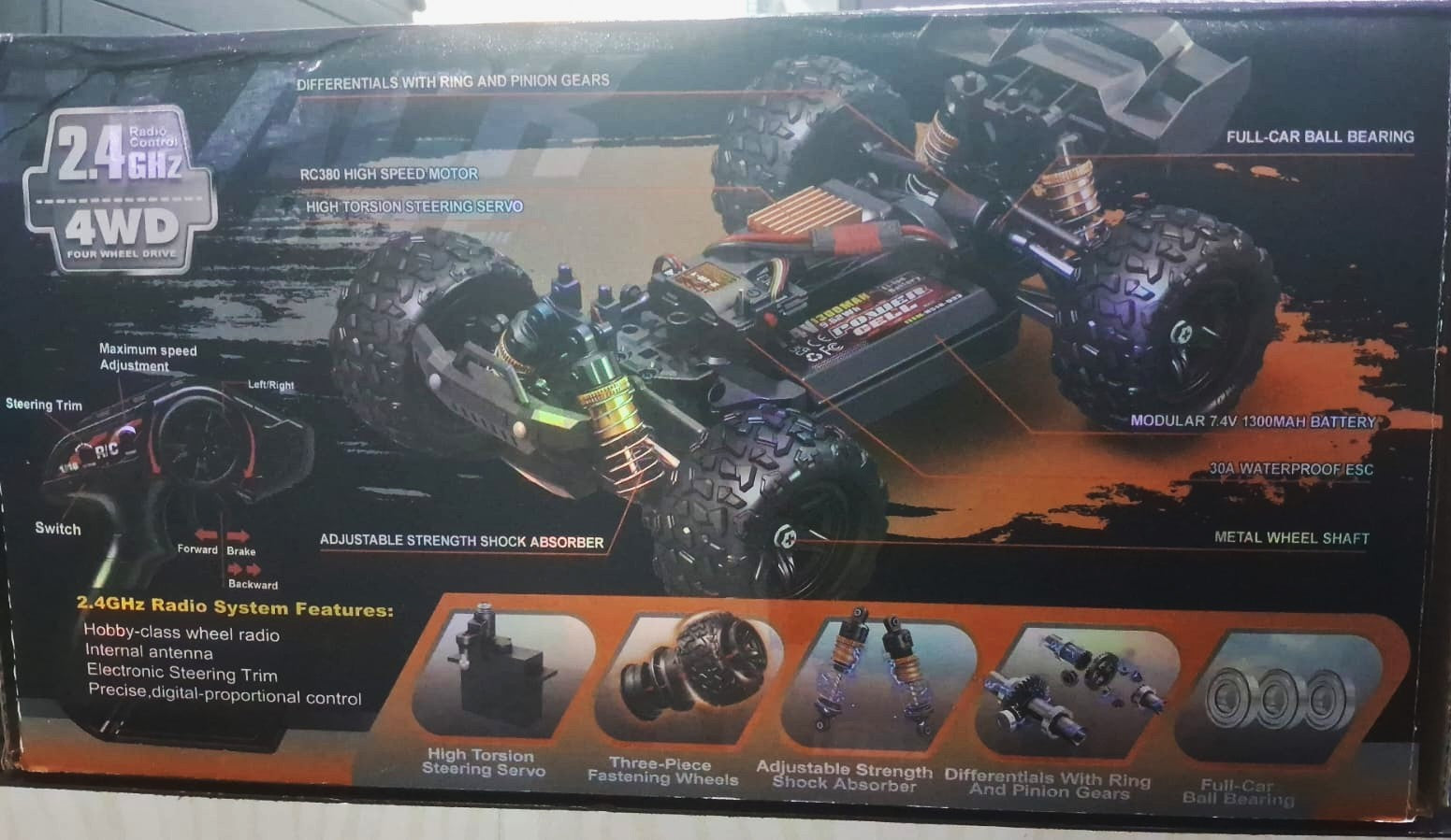 STORM HOSPEED HS18-61 1/18 IPX4 WATERPROOF 4WD 2.4G MONSTER TRUCK ORANGE