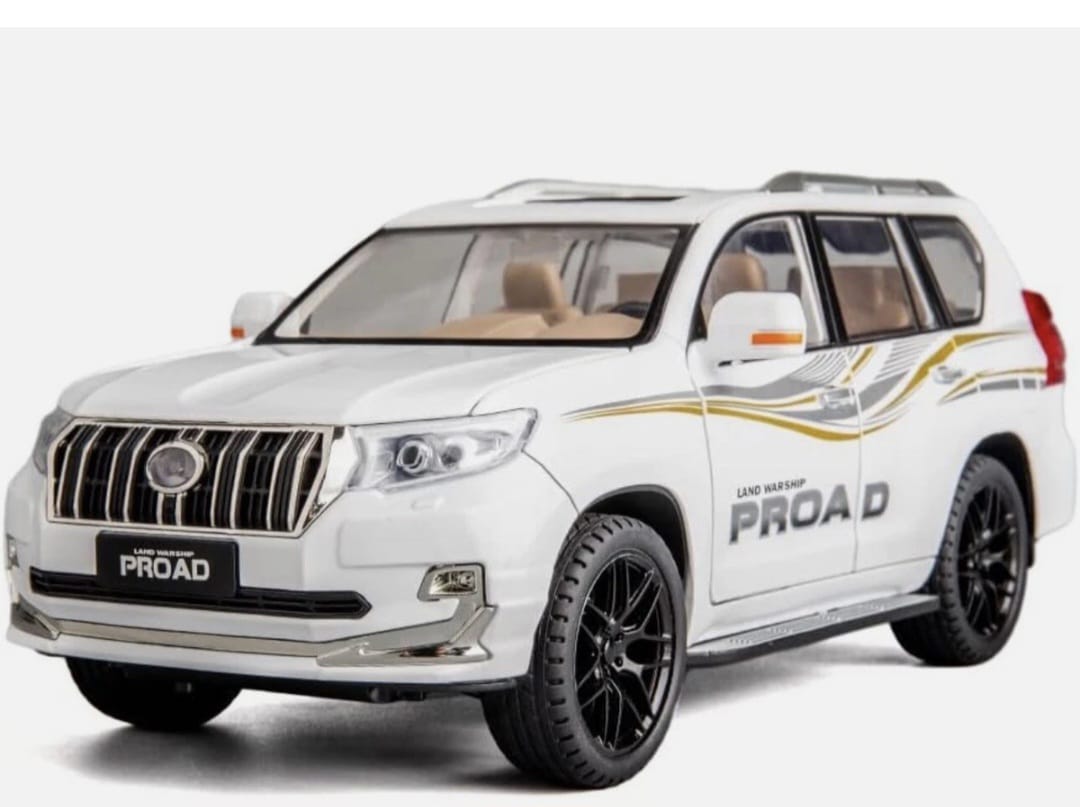 TOYOTA LAND CRUISER PRADO SUV CAR 1:18 DIECAST MODEL CZ806 PULL BACK ALLOY WITH OPENABLE DOORS, SOUND & LIGHT