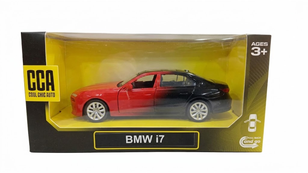 CCA 1:36 BMW I7 DIECAST MODEL 12012 CAR RED/BLACK