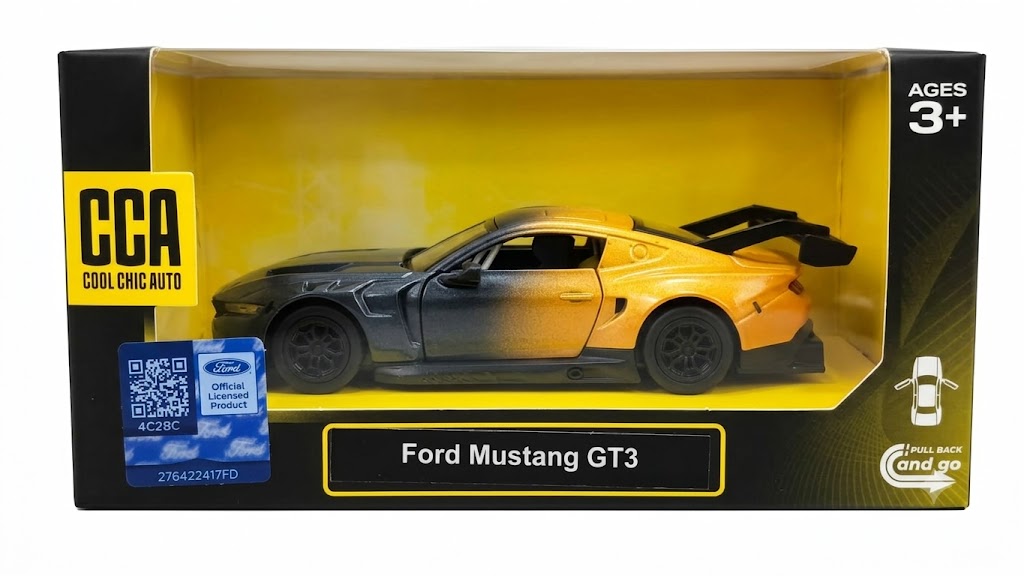 CCA 1:36 12028 FORD MUSTANG GT3  BLACK GOLD DIECAST MODEL