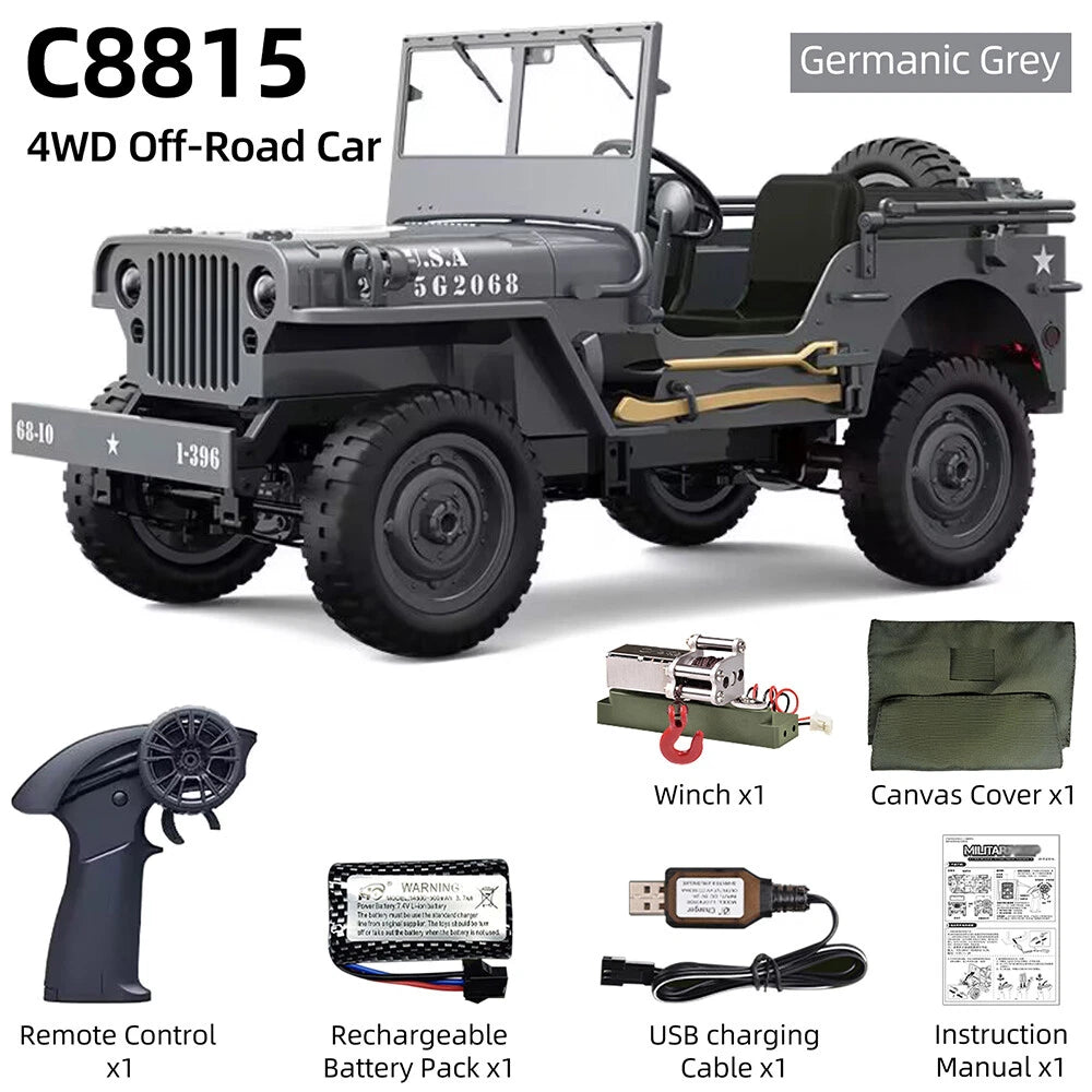 【MASU】JEEP Military 1/10 RTR ジープ グレー MILITARY JEEP C8815 RTR 1/10 WILLYS RC TRUCK 4WD OFF-ROAD CLIMBING