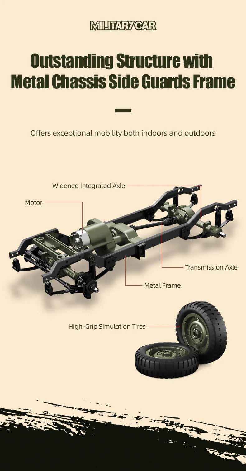 MILITARY JEEP C8815 RTR 1/10 WILLYS RC TRUCK 4WD OFF-ROAD CLIMBING BROWN