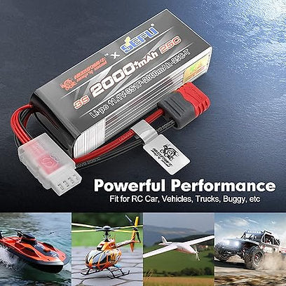 LIPO 11.1V 3S-25C 2000MAH BATTERY T CONNECTOR MJX HYPER GO