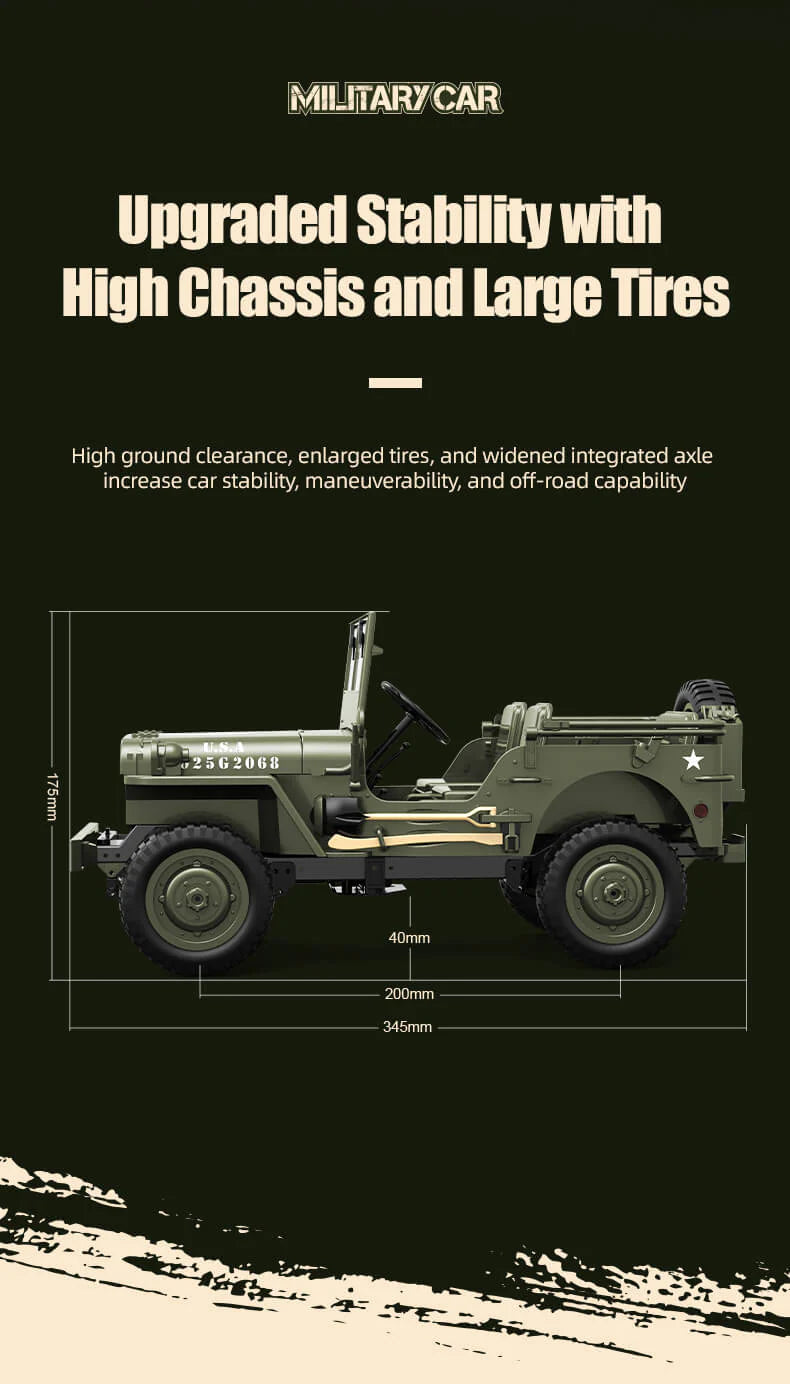MILITARY JEEP C8815 RTR 1/10 WILLYS RC TRUCK 4WD OFF-ROAD CLIMBING GREY