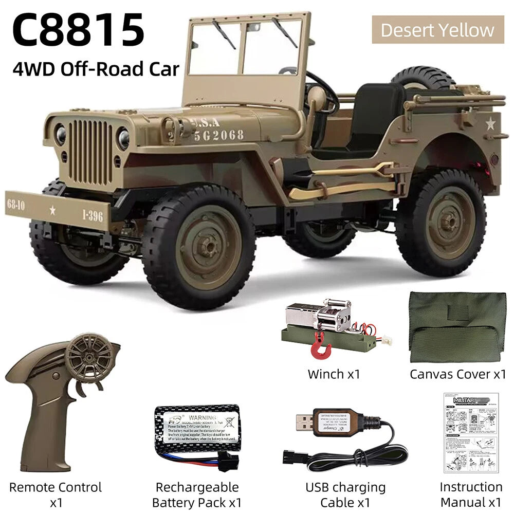 MILITARY JEEP C8815 RTR 1/10 WILLYS RC TRUCK 4WD OFF-ROAD CLIMBING BROWN