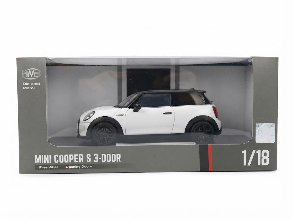 MINI COOPER S H1272 3-DOOR 1:18 OPENING DOORS DIE-CAST MODEL WHITE