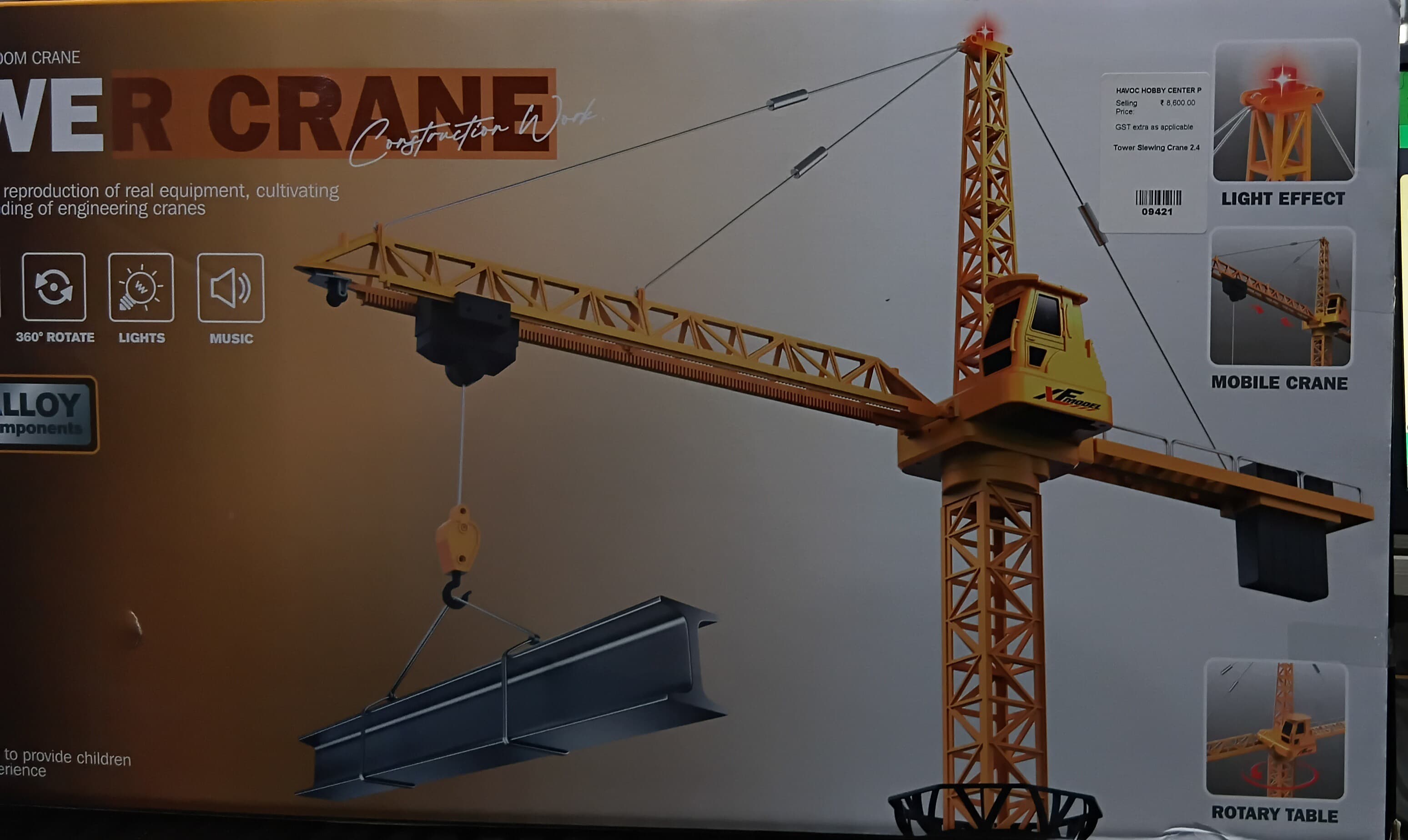 XF Tower Crane Simulation Model – Large Construction Machinery with Heavy-Duty Alloy Components, Super-Long Boom, 2.4G Remote Control, 1:8 Scale