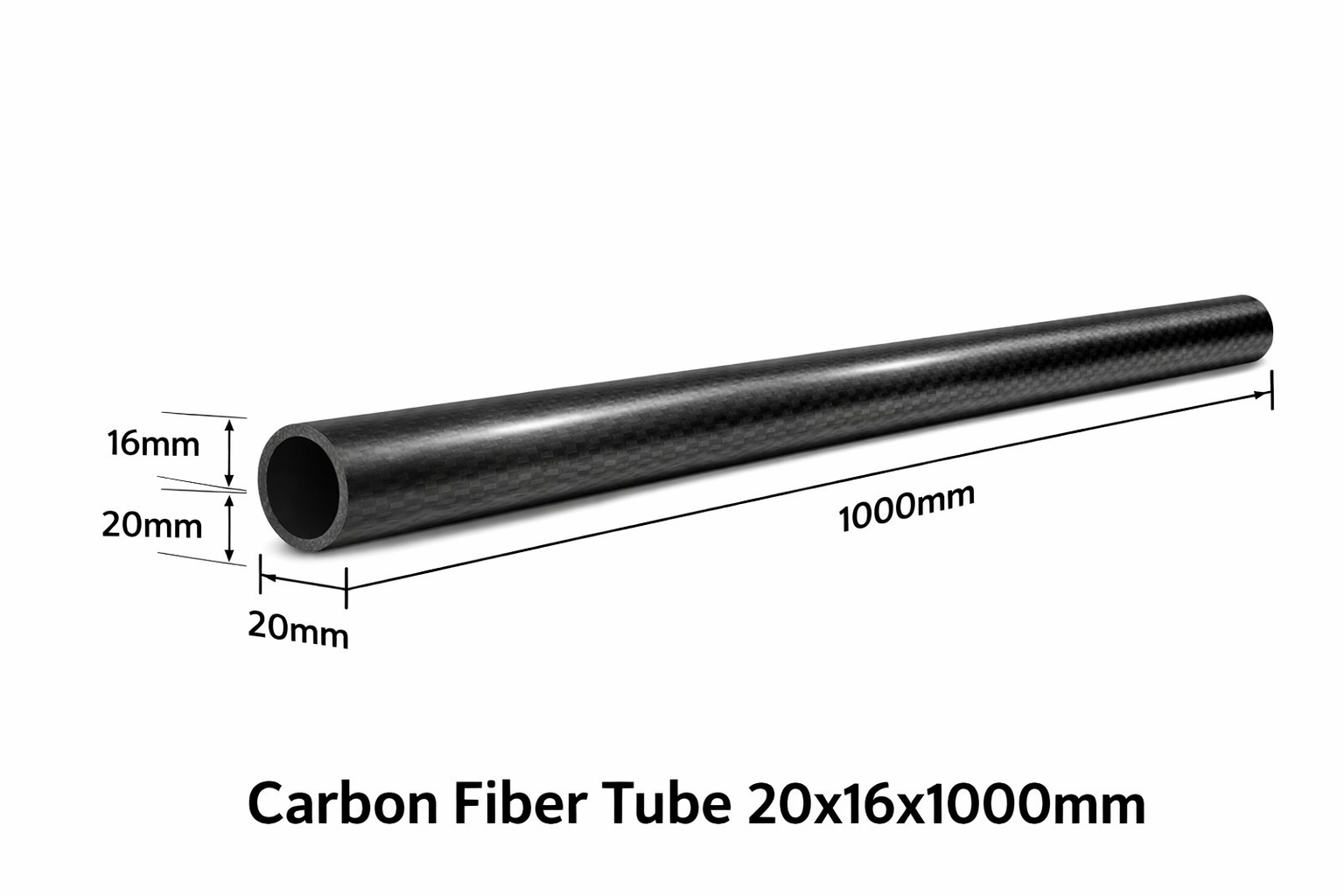 Carbon Fiber Tube 20×16×1000mm – Lightweight High-Strength Tube for RC, Drones &amp; Hobby Projects  &nbsp;