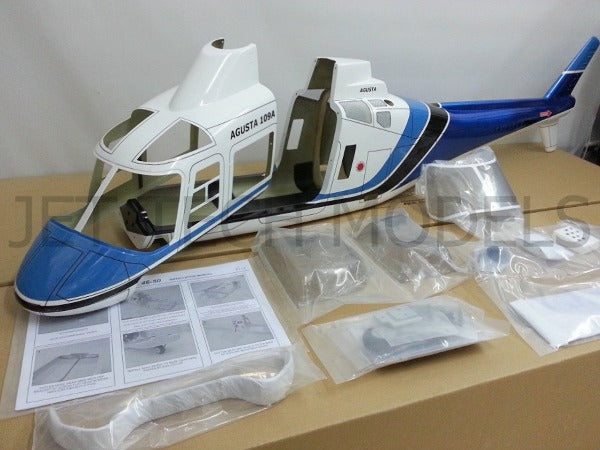 FUNKEY SCALE FUSELAGE AGUSTA 109A .50 (600) SIZE BLUE COLOR WITH FIXED LANDING GEAR