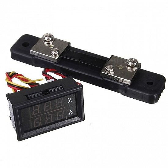 0.28 inch DC 100V 100A LED Digital Ammeter-Voltmeter With Shunt