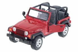 JEEP RUBICON RC CAR 1/24 SCALE DIECAST MODEL WITH RECHARGEABLE BATTERY RED (JP-25049)1:24 R/C 4 FUNC. CAR W/ CHARGER & LIGHT •