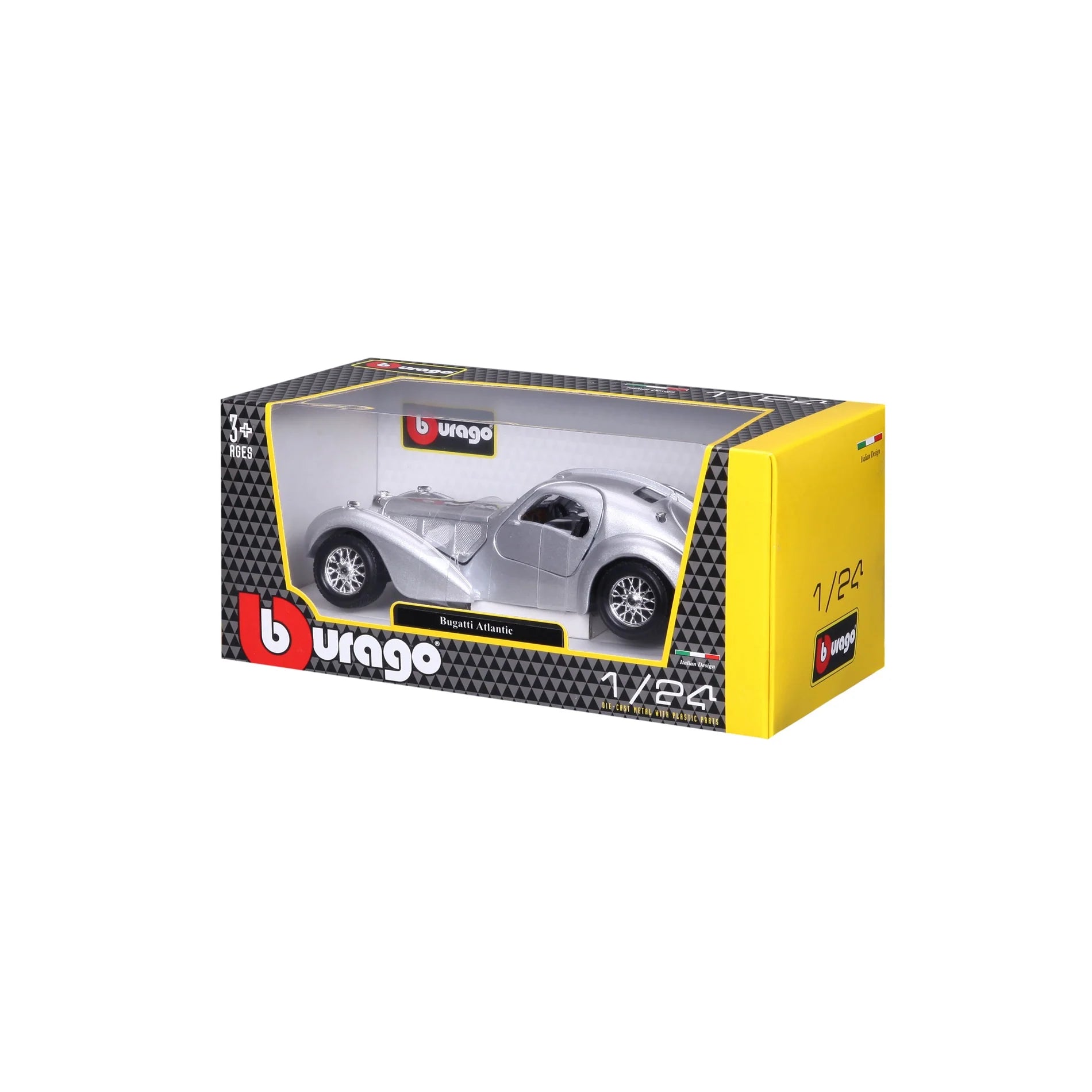 BBURAGO 1/24 SCALE BUGATTI ATLANTIC DIECAST CAR MODEL (SILVER)