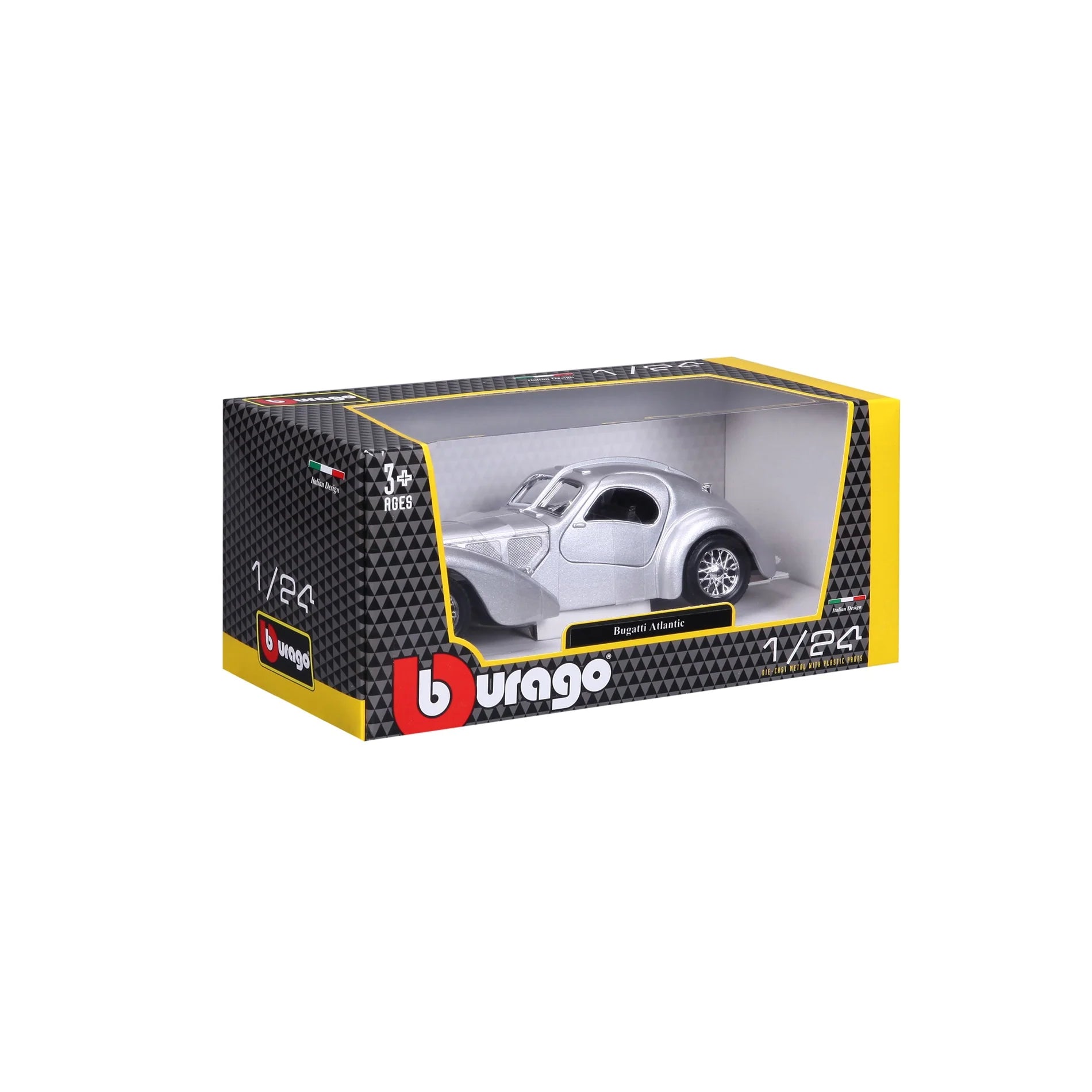 BBURAGO 1/24 SCALE BUGATTI ATLANTIC DIECAST CAR MODEL (SILVER)