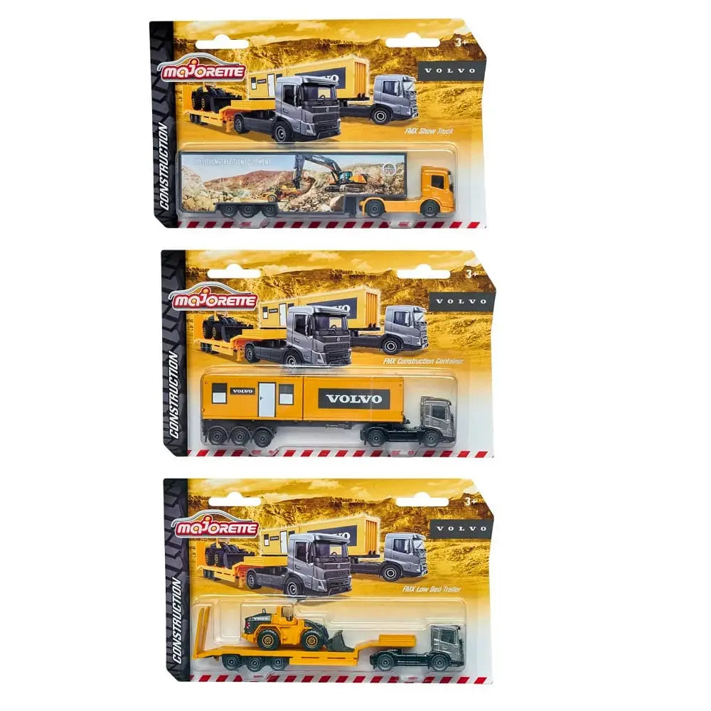MAJORETTE CONSTRUCTION VOLVO TRANSPORTER TRUCK – FMX LOW BED TRAILER DIECAST PACK OF 1