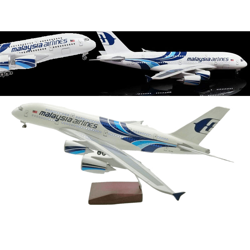 AIRPLANE DIECAST MALAYSIA AIRLINES 9M-MNB AIRBUS A380 WITH LED LIGHT DISPLAY 47CM