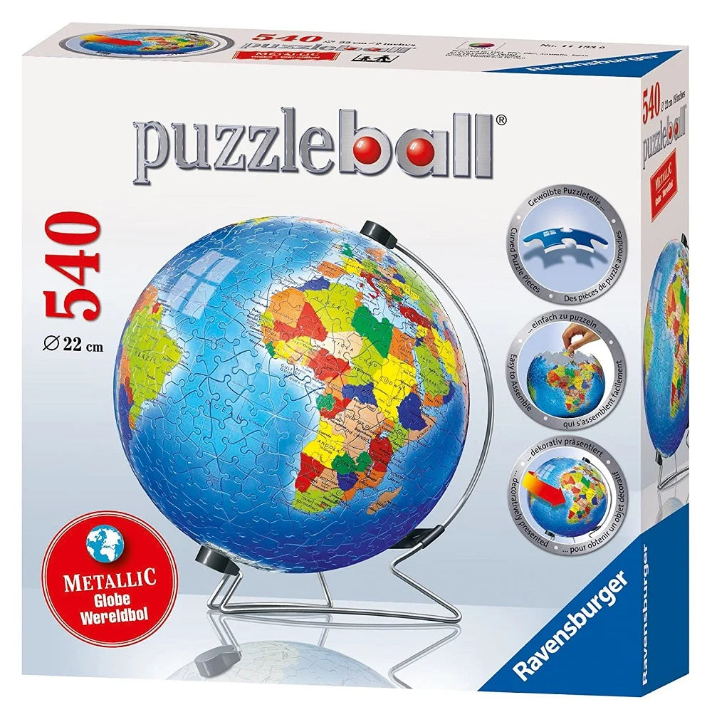 RAVENSBURGER 3D EARTH PUZZLEBALL GLOBE 22CM (540 PIECES) WITH DISPLAY STAND