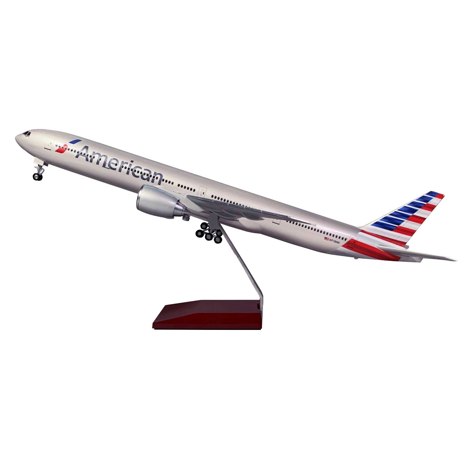 AIRPLANE DIECAST AMERICAN N801AC BOEING 777-300ER WITH LED LIGHT DISPLAY 47CM
