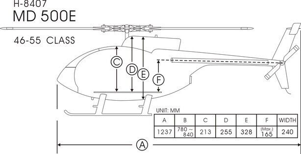 FUNKEY SCALE FUSELAGE HUGHES MD500E .50 (600) SIZE BLUE COLOR WITH LANDING SKID ARF QUALITY PRE OWNED