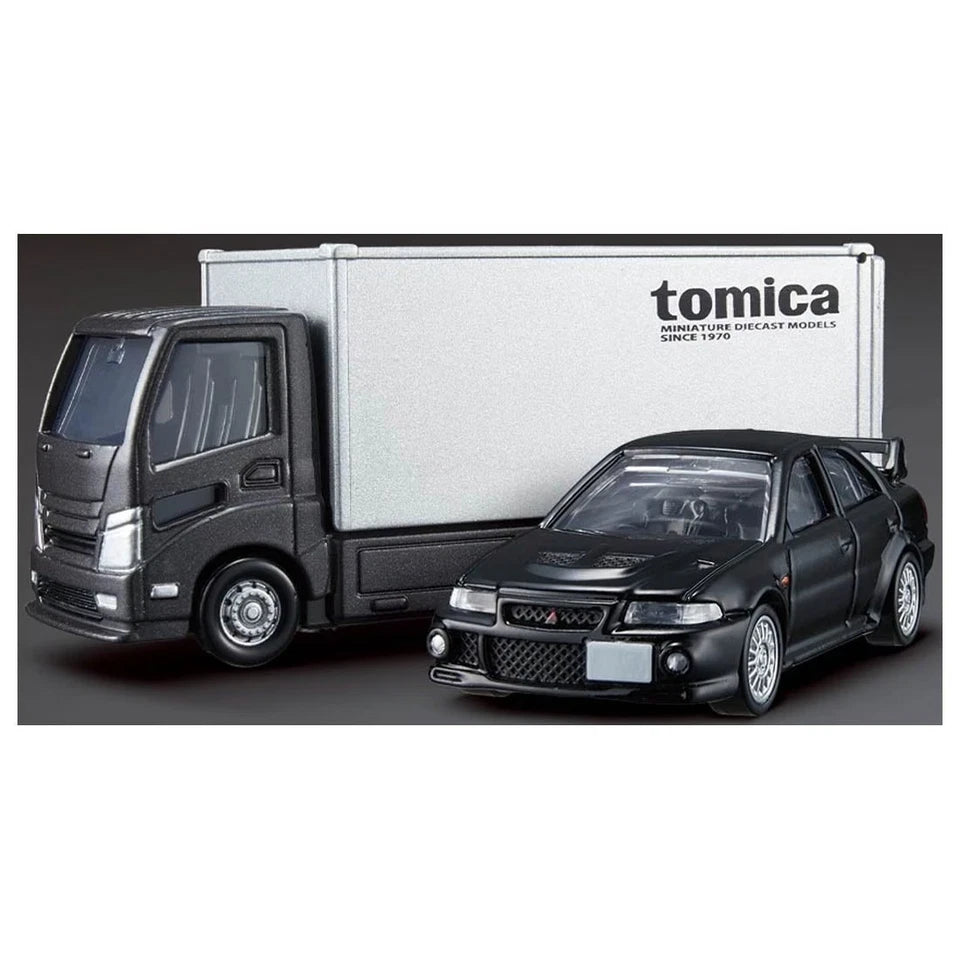 TOMICA PREMIUM MITSUBISHI LANCER EVOLUTION VI GSR TRANSPORTER 912576