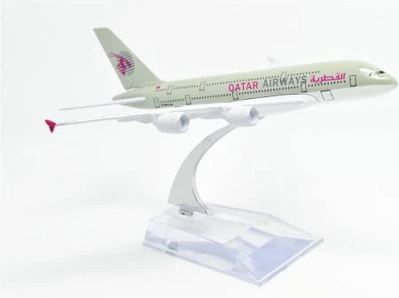 AIRPLANE DIECAST METAL QATAR A380 16CM