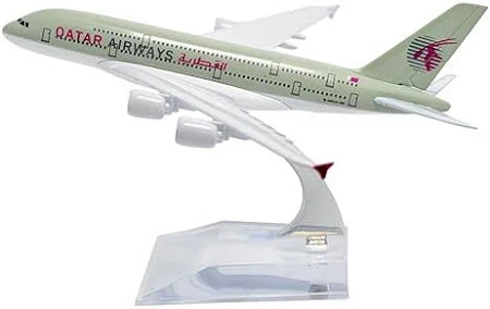 AIRPLANE DIECAST METAL QATAR A380 16CM