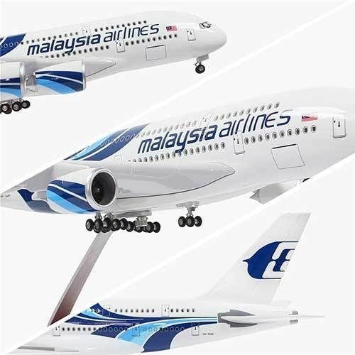 AIRPLANE DIECAST MALAYSIA AIRLINES 9M-MNB AIRBUS A380 WITH LED LIGHT DISPLAY 47CM