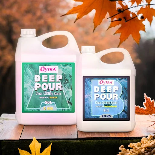 "OYTRA RESIN DEEP POUR CASTING LIQUID HARDENER 7.5 KGS 2 1  RATIO