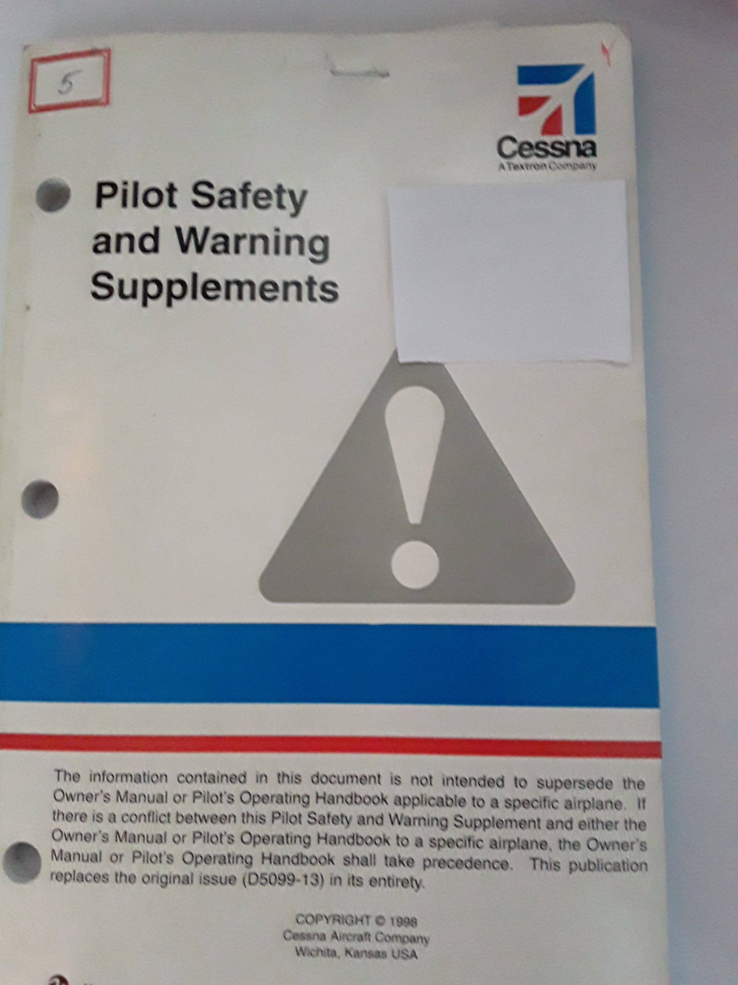 CESSNA PILOT SAFETY & WARNING SUPPLEMENTS