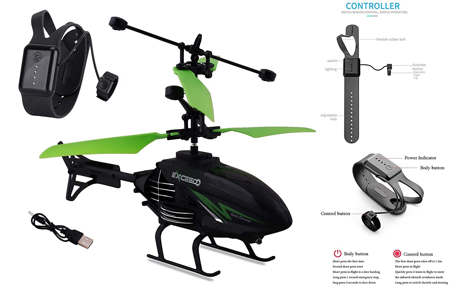 Toy Helicopter With Watch Sensor Gd 120