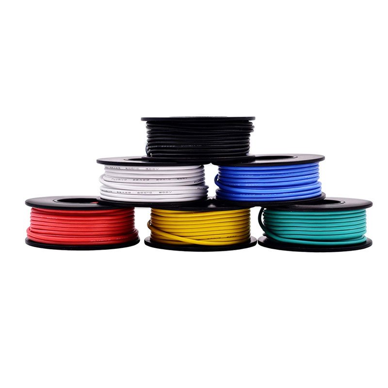 Plusivo 24AWG Hook up Wire Kit - 600V Pre-Tinned Stranded Silicon Wire of 6 Colors x 9M