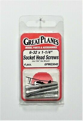 Great Planes Socket Head Cap Screws 6-32x1-1/4 (4) Hobbico GPMQ3040