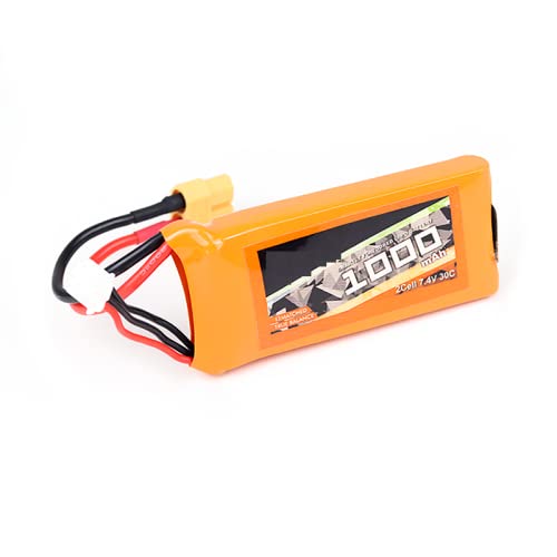 Orange 1000mah 2S 30C/60C Lithium Polymer Battery Pack (LiPo)