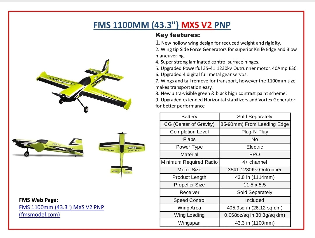 Fms 1100Mm(43.3") Mxs V2 Pnp
