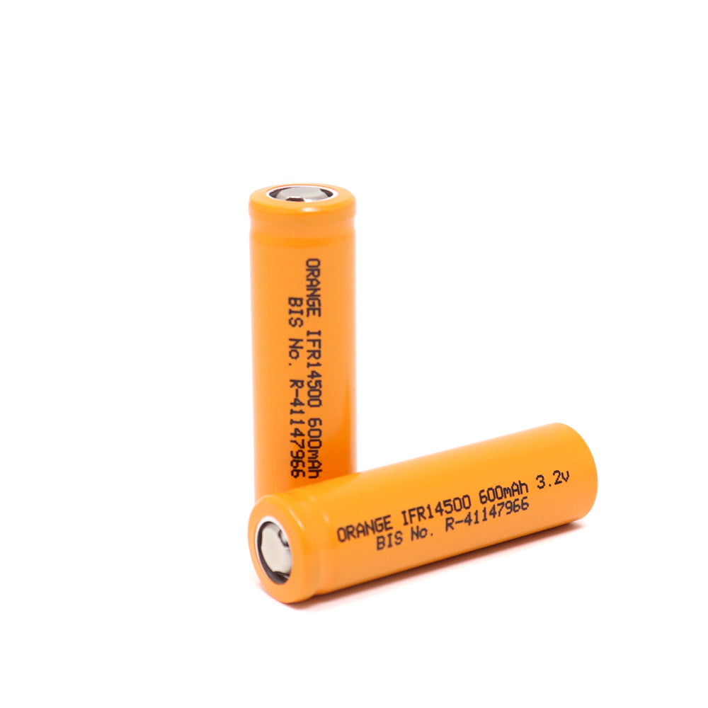 Orange A Grade IFR14500 600mAh (3c) LiFePO4 Battery