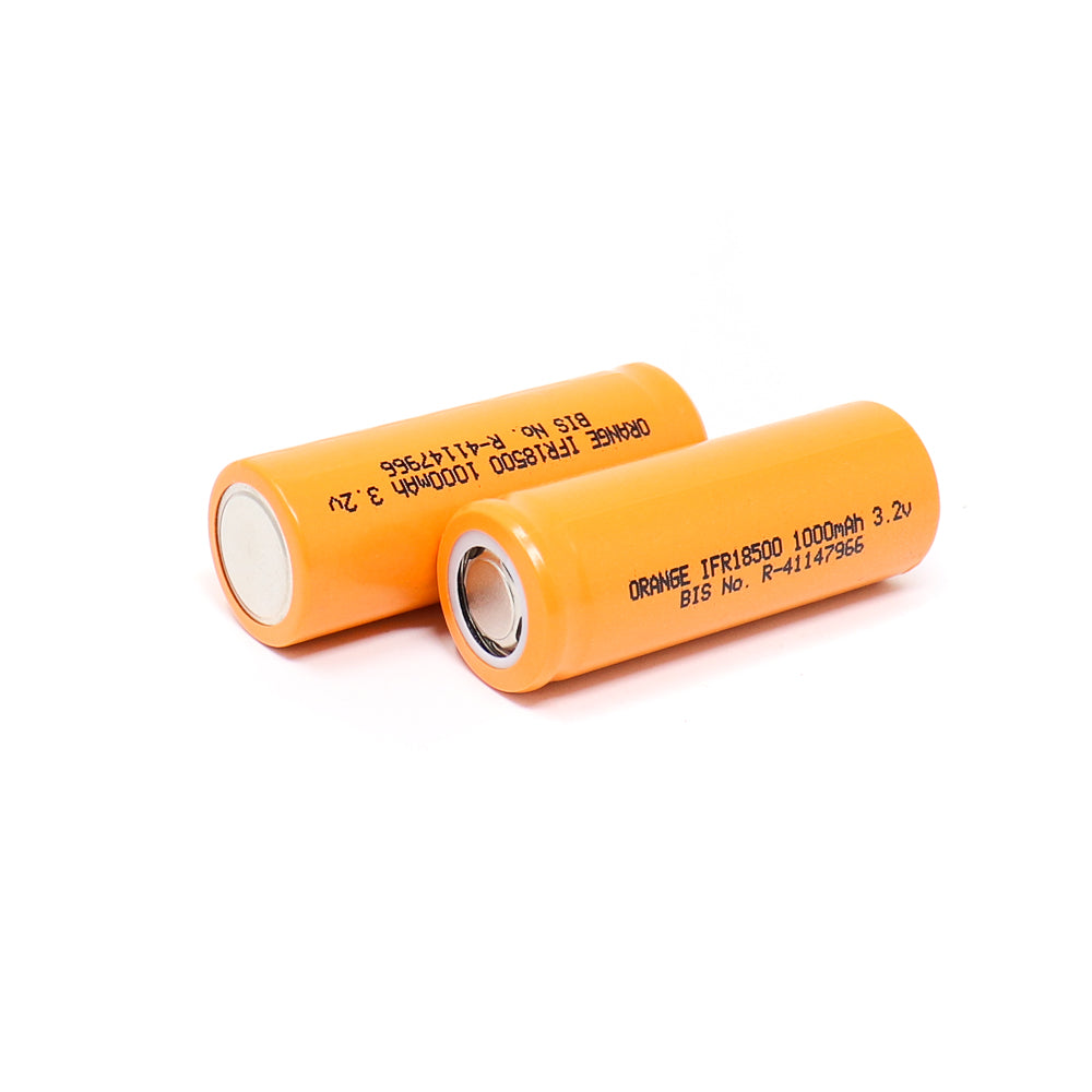 Orange A Grade IFR18500 1000mAh (3c) LiFePO4 Battery