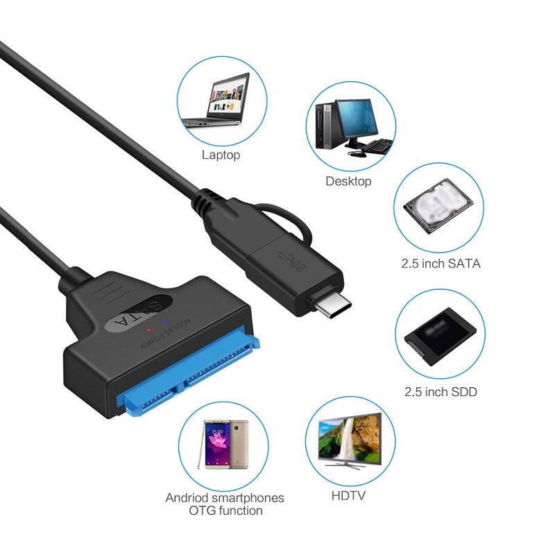 SATA3.0 to, USB3.0/Type-c Two-inone, External Hard Disk, Data Cable-20CM