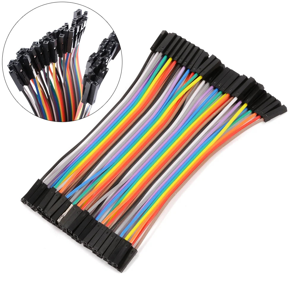 10CM Female to Female Breadboard Jumper DuPont 2.54MM 1P-1P Cable 40 Pcs