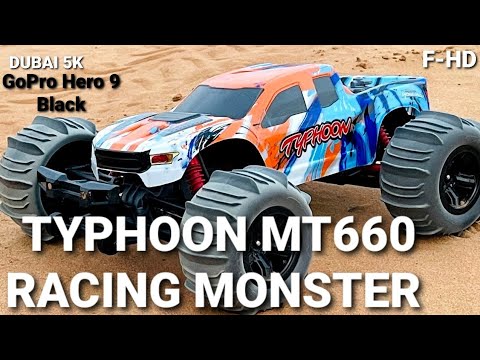 Rc Car Typhoon Big Foot Monster Truck 1/10 Scale 4Wd Rtr Red/Orange