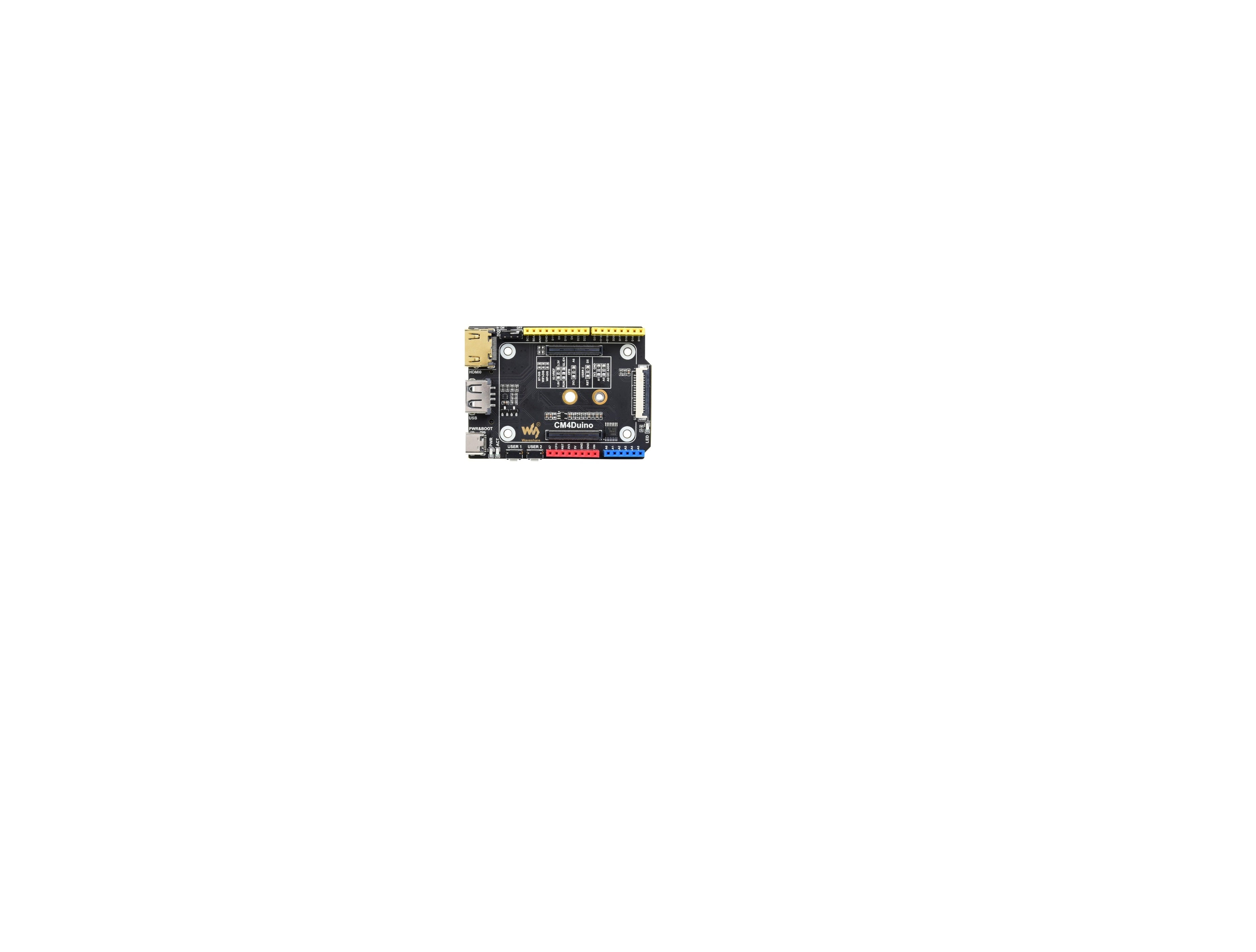 Waveshare Arduino Compatible Base Board For Raspberry Pi Compute Module 4, HDMI, USB, M.2 Slot
